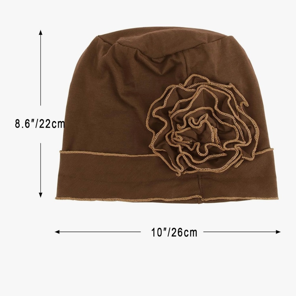 Elegant Women's Floral Beanie Collection - Gray, Blue, Black, Red - Picture 8 of 8